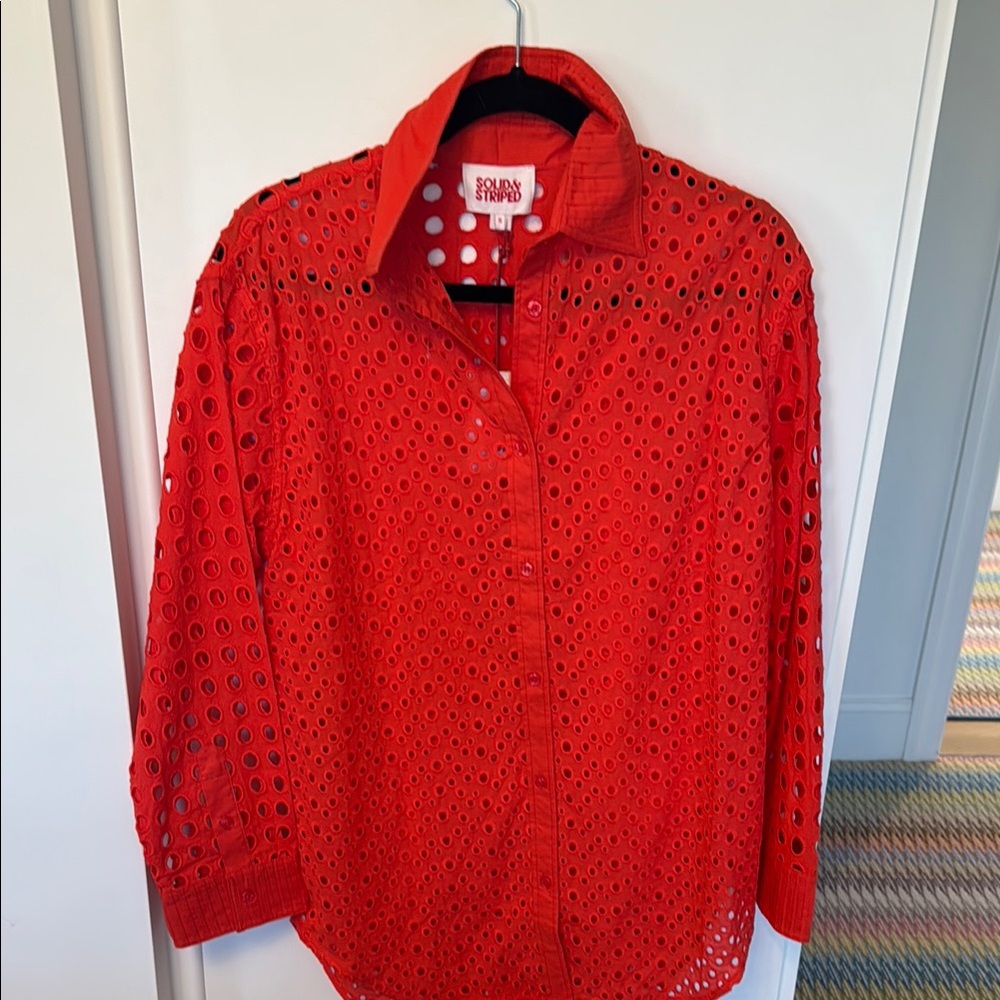 Solid and Striped Eyelet coverup. Size S!